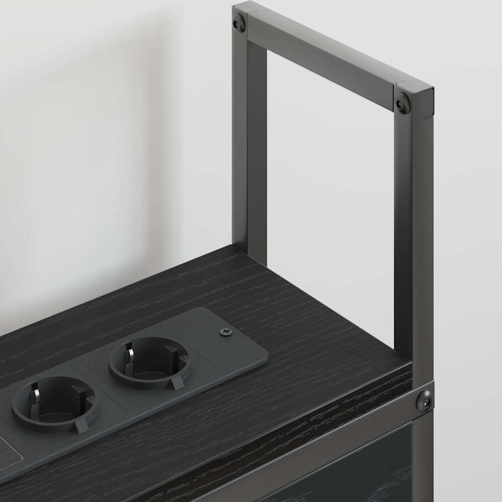 Testiera con Stazione di Carica e Storage Rovere nero 160 cm