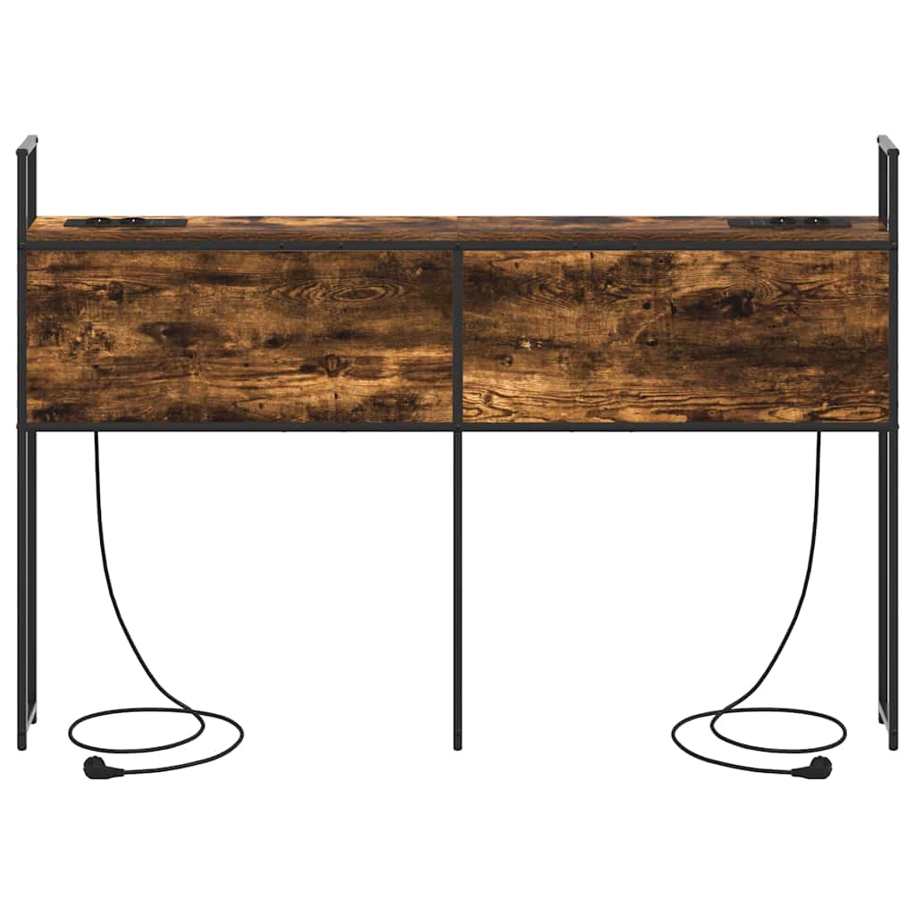 Testiera con Stazione di Carica e Storage Rovere fumo 160 cm