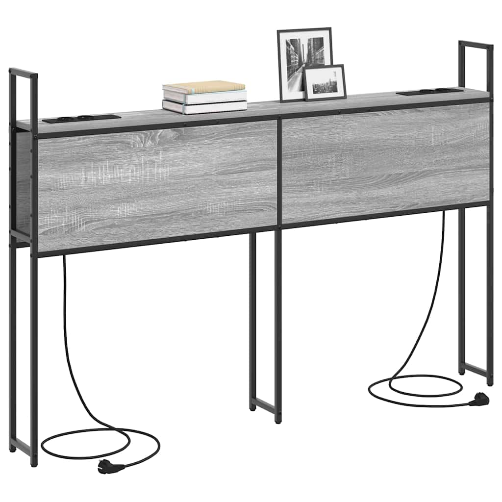 Testiera con Stazione di Carica e Storage Grigio sonoma 160 cm