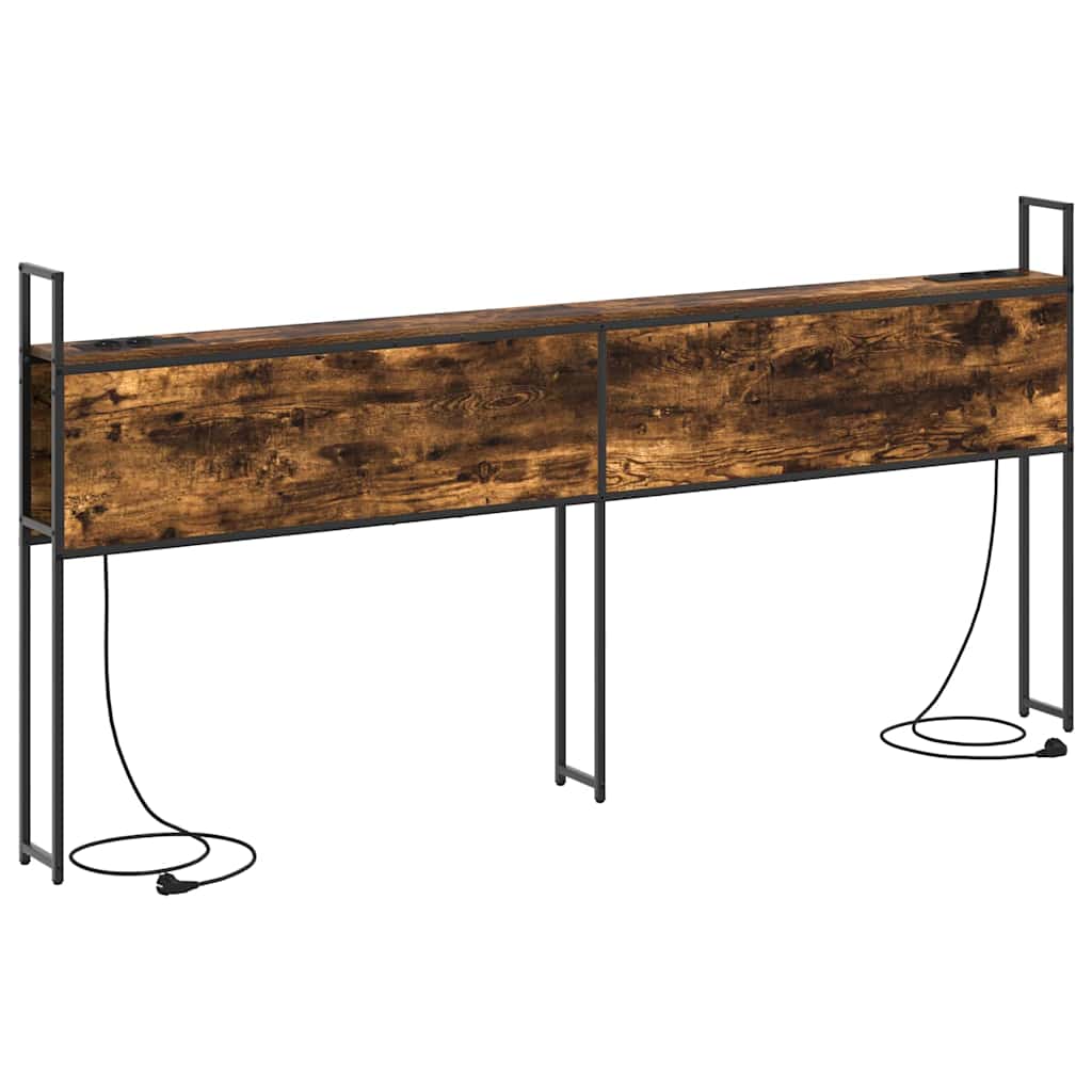 Testiera con Stazione di Carica e Storage Rovere fumo 180 cm