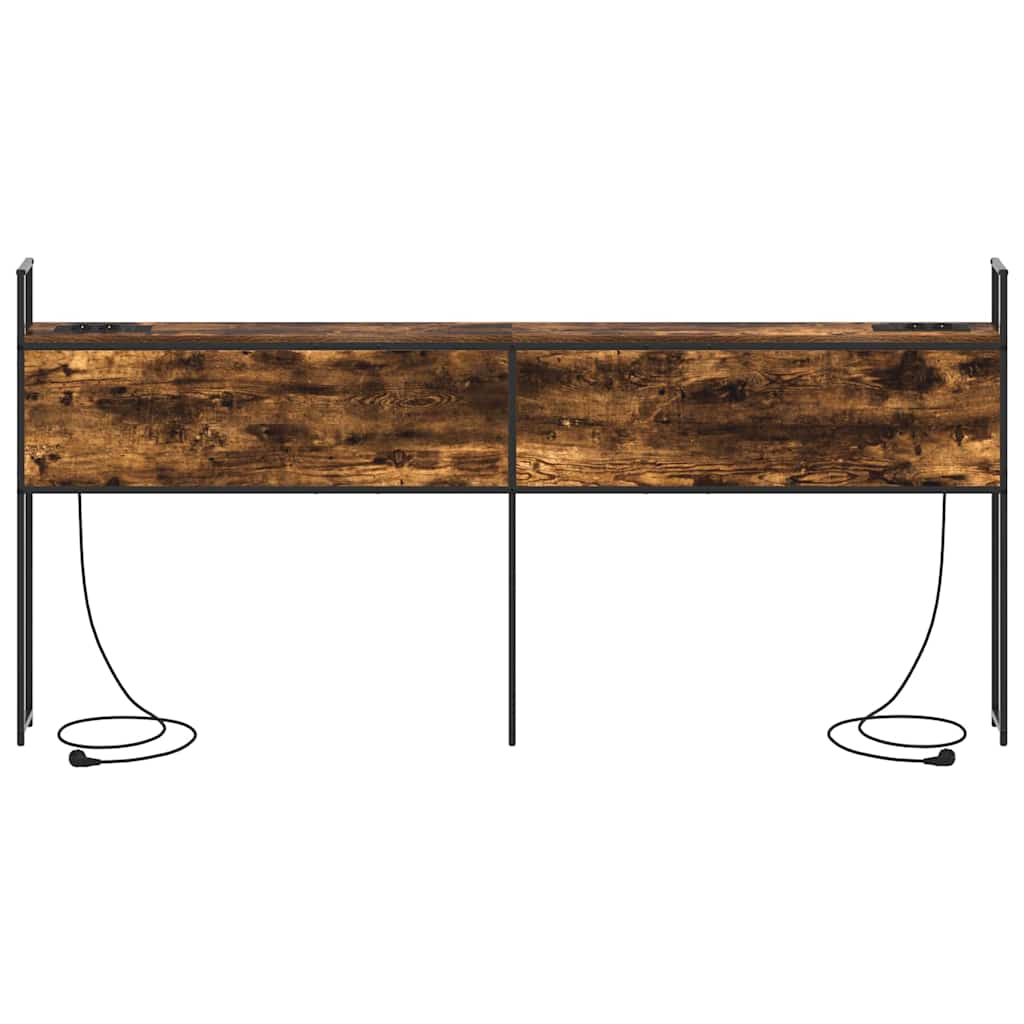 Testiera con Stazione di Carica e Storage Rovere fumo 180 cm