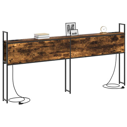 Testiera con Stazione di Carica e Storage Rovere fumo 180 cm