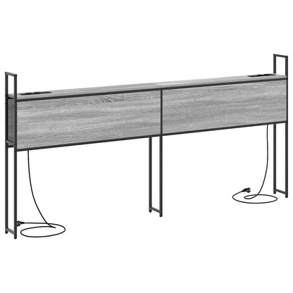 Testiera con Stazione di Carica e Storage Grigio sonoma 180 cm