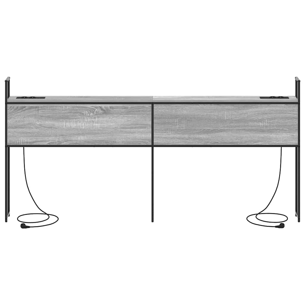 Testiera con Stazione di Carica e Storage Grigio sonoma 180 cm