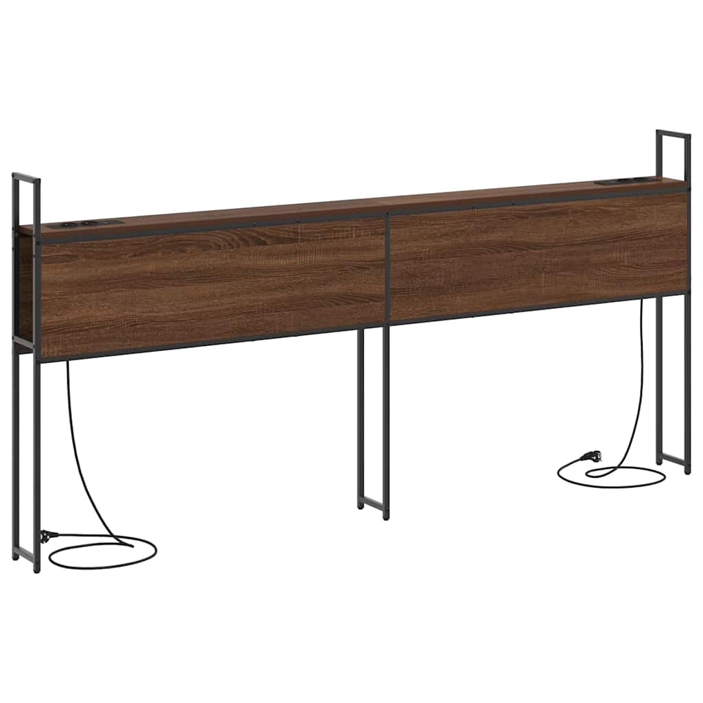 Testiera con Stazione di Carica e Storage Rovere marrone 180 cm