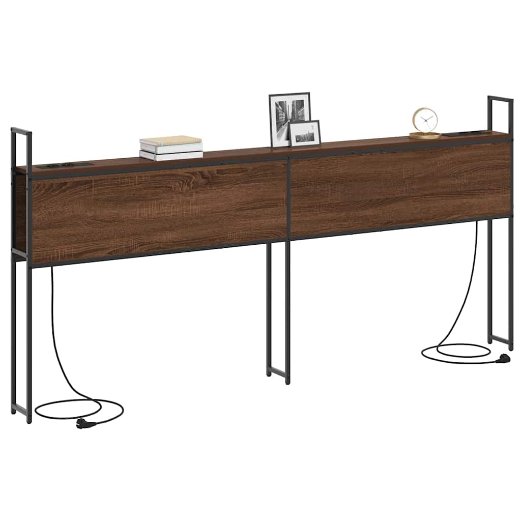 Testiera con Stazione di Carica e Storage Rovere marrone 180 cm