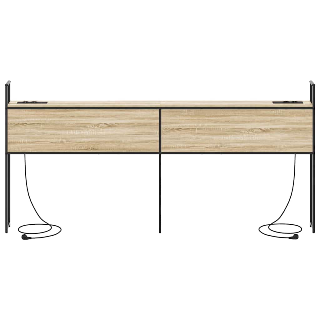 Testiera con Stazione di Carica e Storage rovere sonoma 200 cm