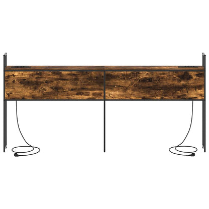 Testiera con Stazione di Carica e Storage Rovere fumo 200 cm