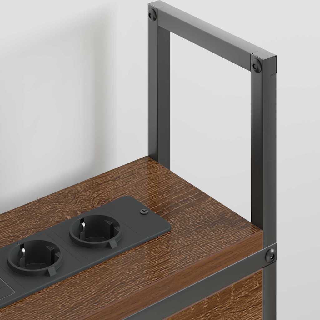Testiera con Stazione di Carica e Storage Rovere marrone 200 cm