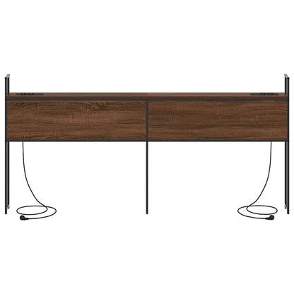 Testiera con Stazione di Carica e Storage Rovere marrone 200 cm