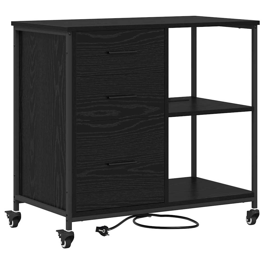 Cabina con Stazione di Ricarica Rovere Nero 76 x 41 x 72 cm | homemem39