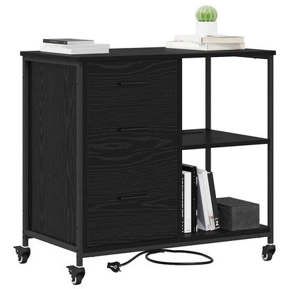Cabina con Stazione di Ricarica Rovere Nero 76 x 41 x 72 cm | homemem39