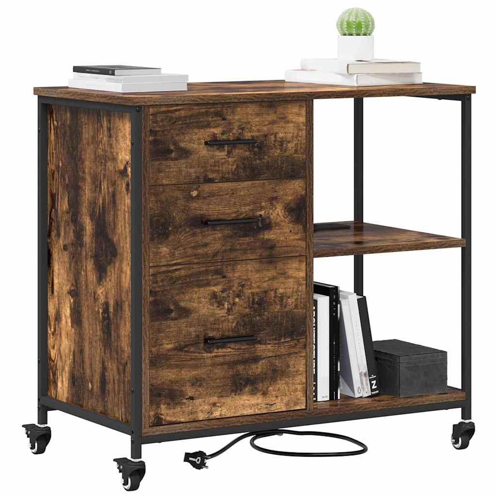 Cabina con Stazione di Ricarica Rovere fumé 76 x 41 x 72 cm | homemem39