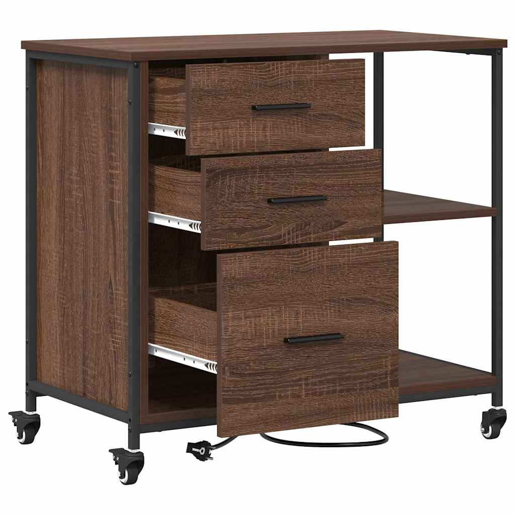 Cabina con Stazione di Ricarica Rovere Marrone 76 x 41 x 72 cm