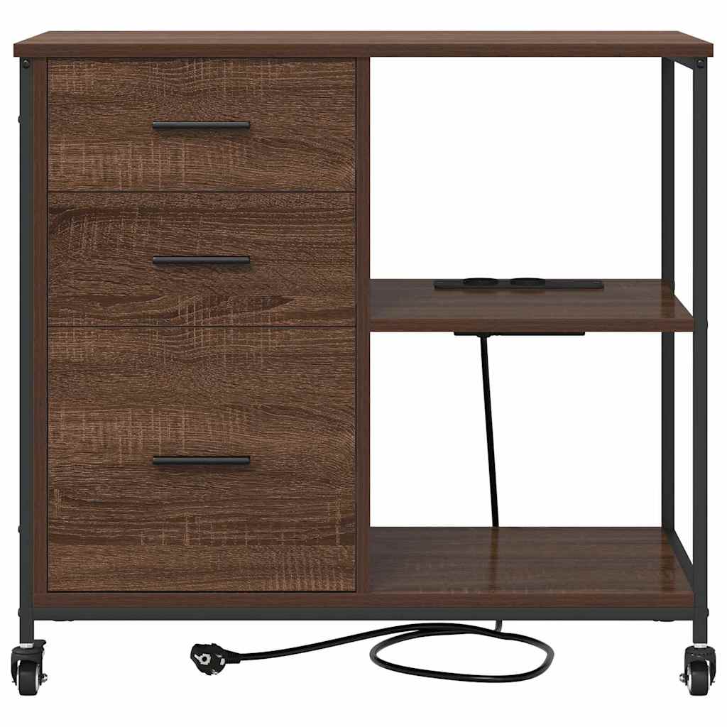 Cabina con Stazione di Ricarica Rovere Marrone 76 x 41 x 72 cm