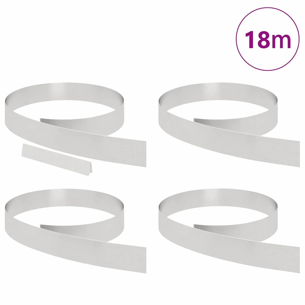 Bordura per Prato 4 pcs Argento 450 x 0,05 x 10 cm | homemem39