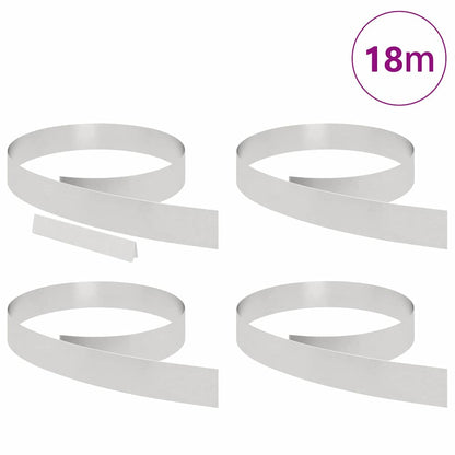 Bordura per Prato 4 pcs Argento 450 x 0,05 x 10 cm | homemem39
