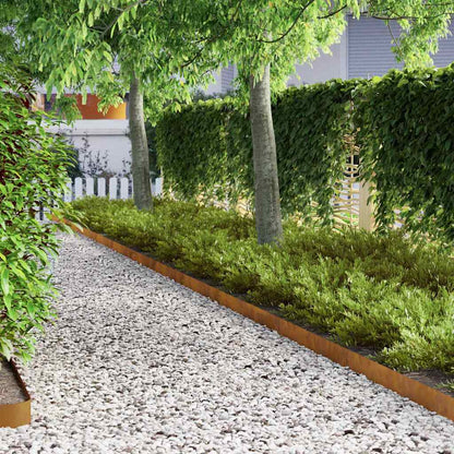 Bordura per Prato 4 pcs Ruggine 450 x 0.05 x 15 cm