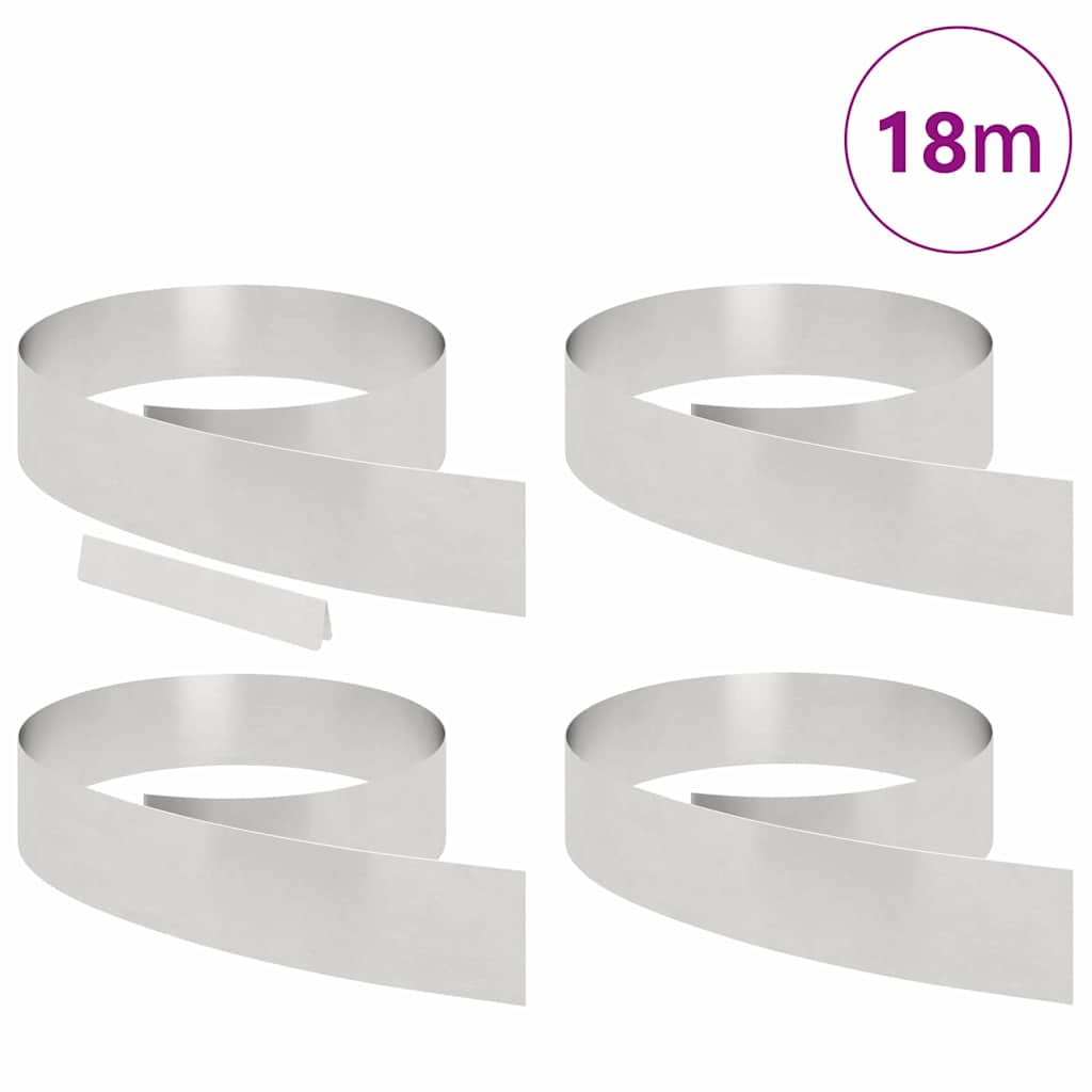 Bordura per Prato 4 pcs Argento 450 x 0.05 x 15 cm