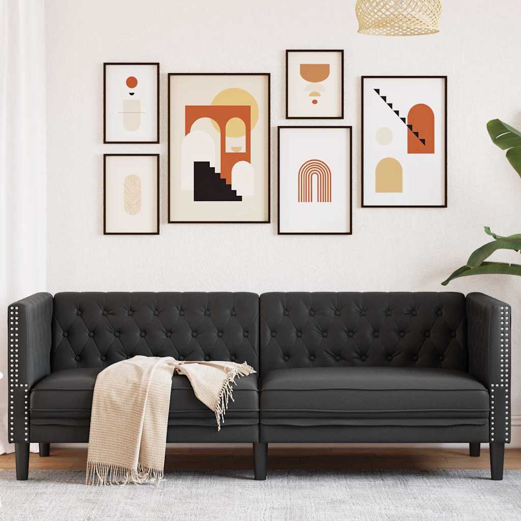 Divano Nero 194 x 74,5 x 70,5 cm PVC | homemem39