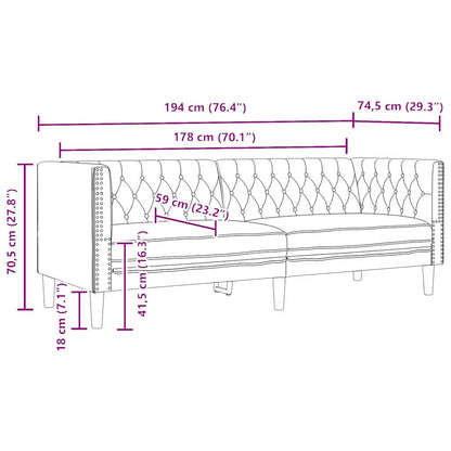 Divano Nero 194 x 74,5 x 70,5 cm PVC | homemem39