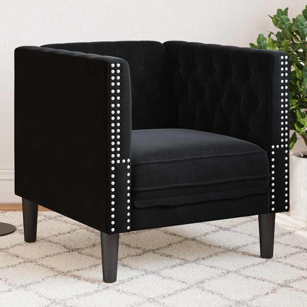 Divano Nero 74,5 x 71 x 70,5 cm Velluto