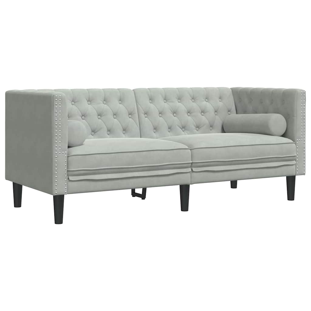 Divano Chesterfield Grigio chiaro 174 x 74.5 x 70.5 cm Velluto - homemem39