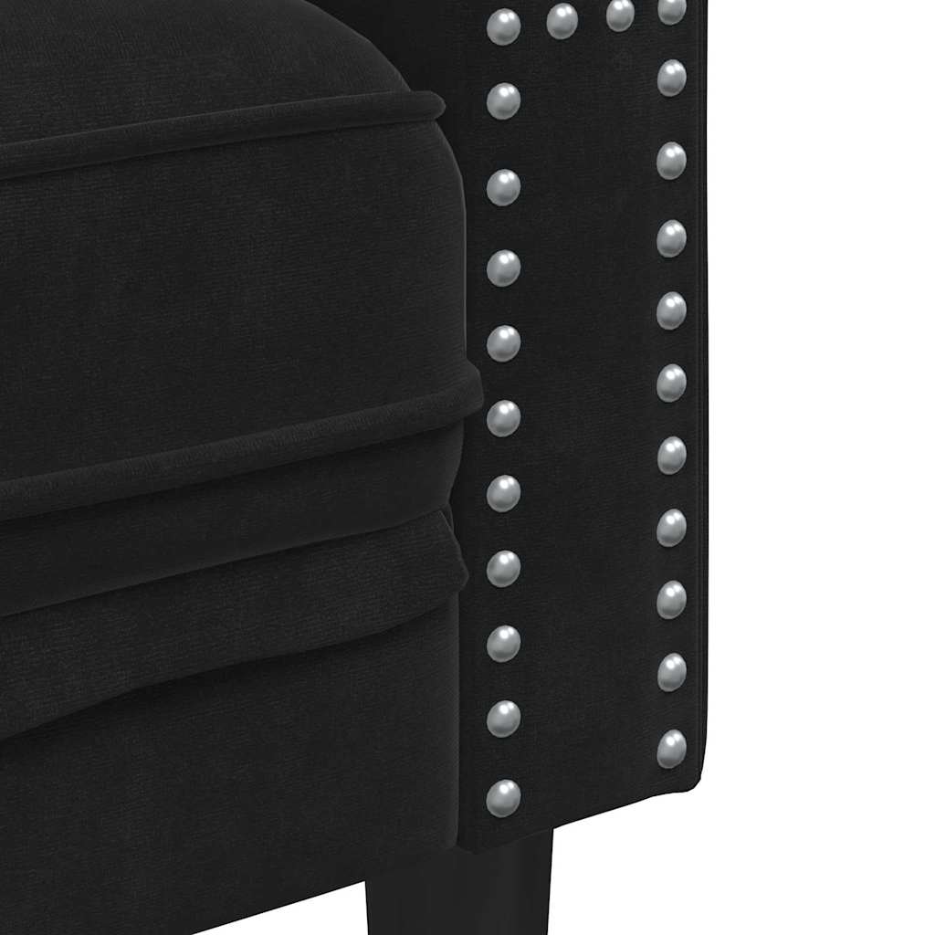 Divano Nero 174 x 74,5 x 70,5 cm Velluto