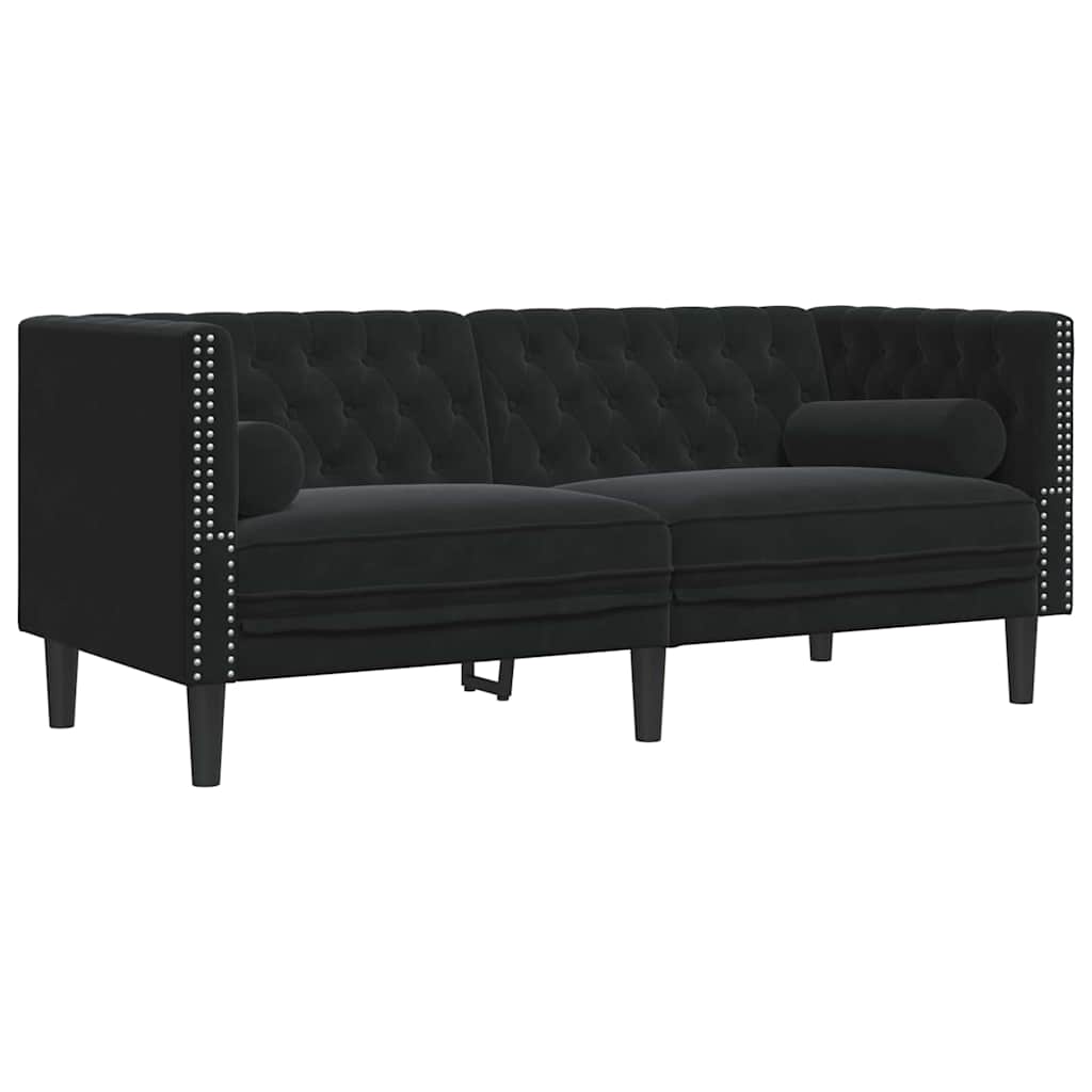 Divano Chesterfield Altro Nero 174 x 74.5 x 70.5 cm Velluto - homemem39