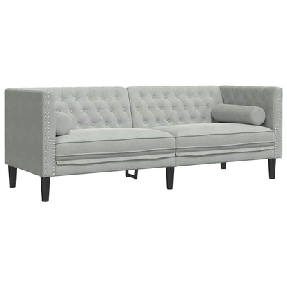 Divano Chesterfield Grigio chiaro 194 x 74.5 x 70.5 cm Velluto - homemem39