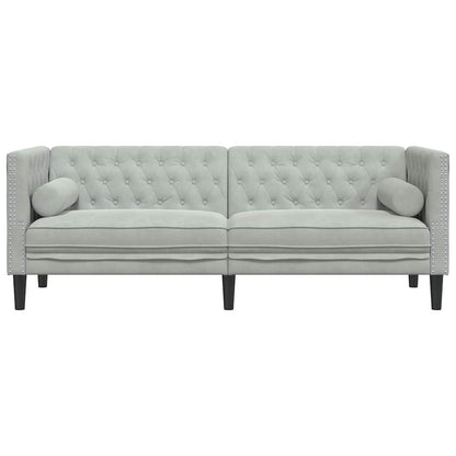 Divano Chesterfield Grigio chiaro 194 x 74.5 x 70.5 cm Velluto - homemem39
