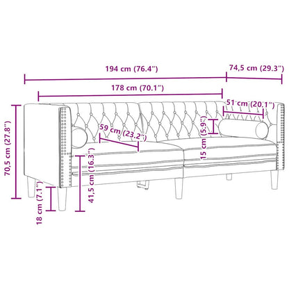 Divano Grigio chiaro 194 x 74,5 x 70,5 cm Velluto | homemem39