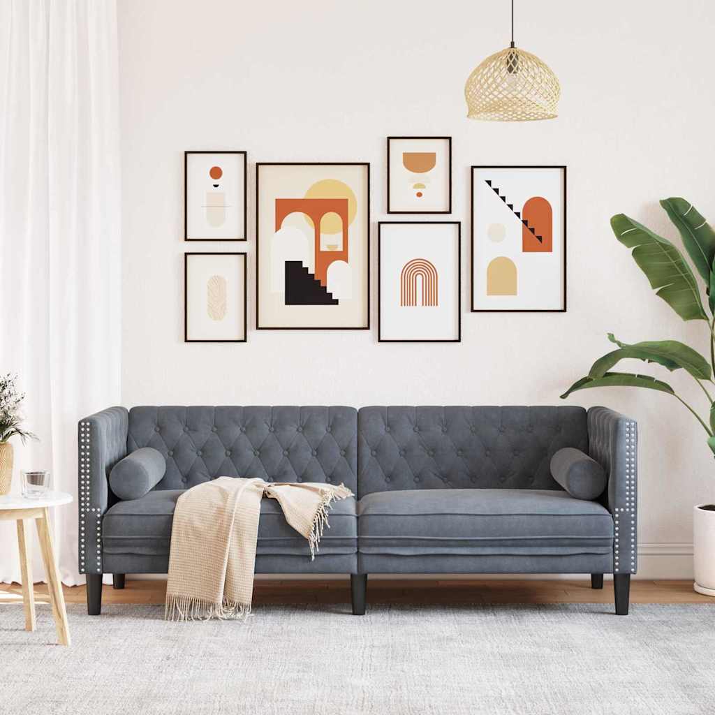 Divano Grigio scuro 194 x 74,5 x 70,5 cm Velluto | homemem39