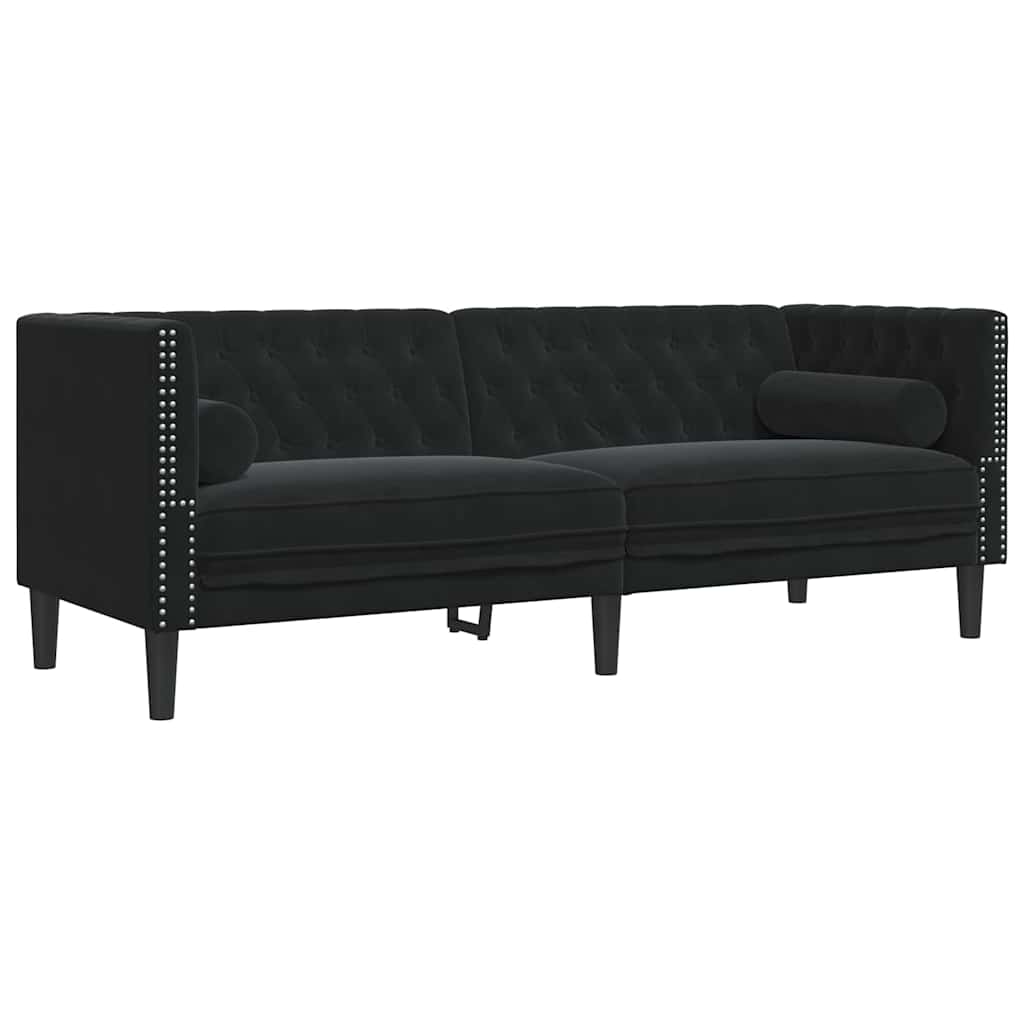 Divano Chesterfield Altro Nero 194 x 74.5 x 70.5 cm Velluto - homemem39