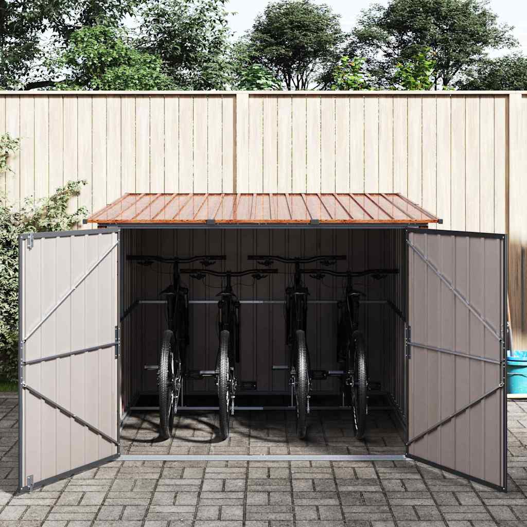Capanno per Biciclette 3 pcs Marrone 216 x 207 x 158 cm Metallo | homemem39
