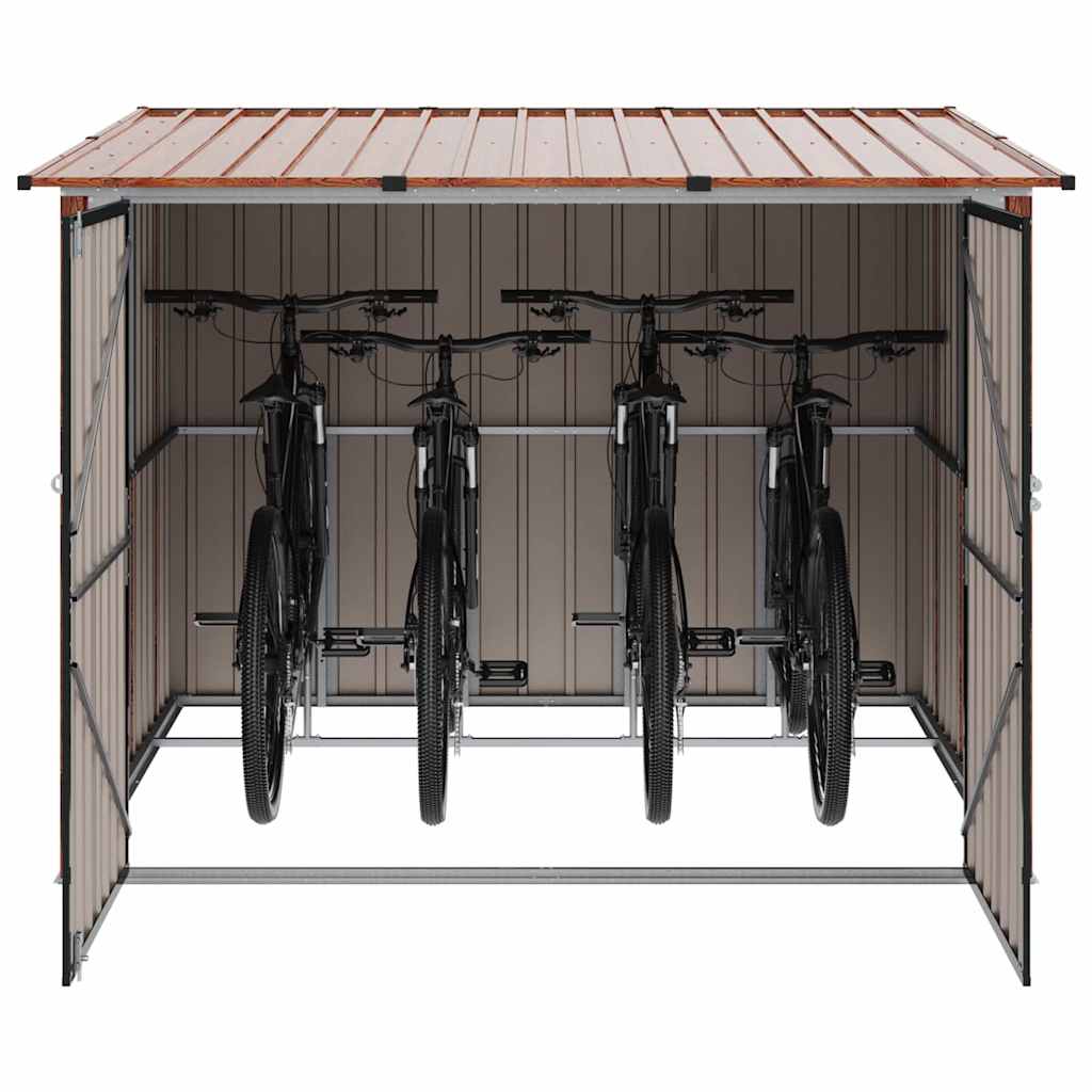 Capanno per Biciclette 3 pcs Marrone 216 x 207 x 158 cm Metallo | homemem39