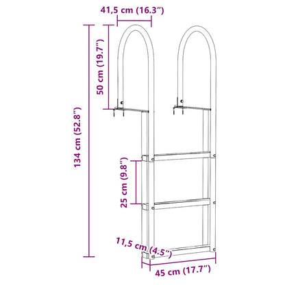 Scala da molo a 3 gradini Argento 45 x 11,5 x 134 cm Alluminio | homemem39