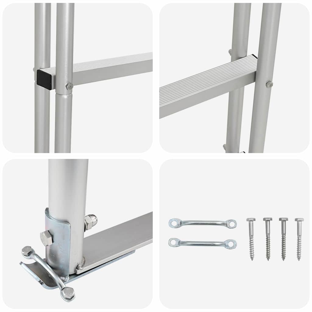 Scala da Dock a 5 Gradini Argento 45 ×11,5 ×190 cm Alluminio | homemem39