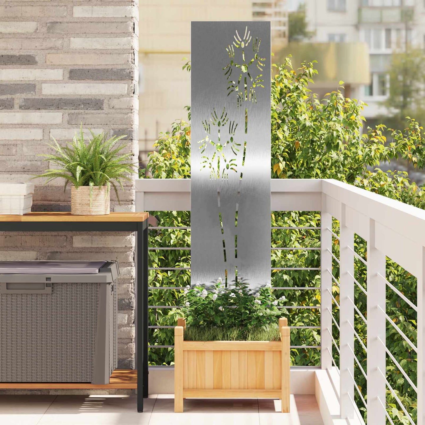 Schermo per privacy in giardino Traforo Argento 32 x 140 cm | homemem39