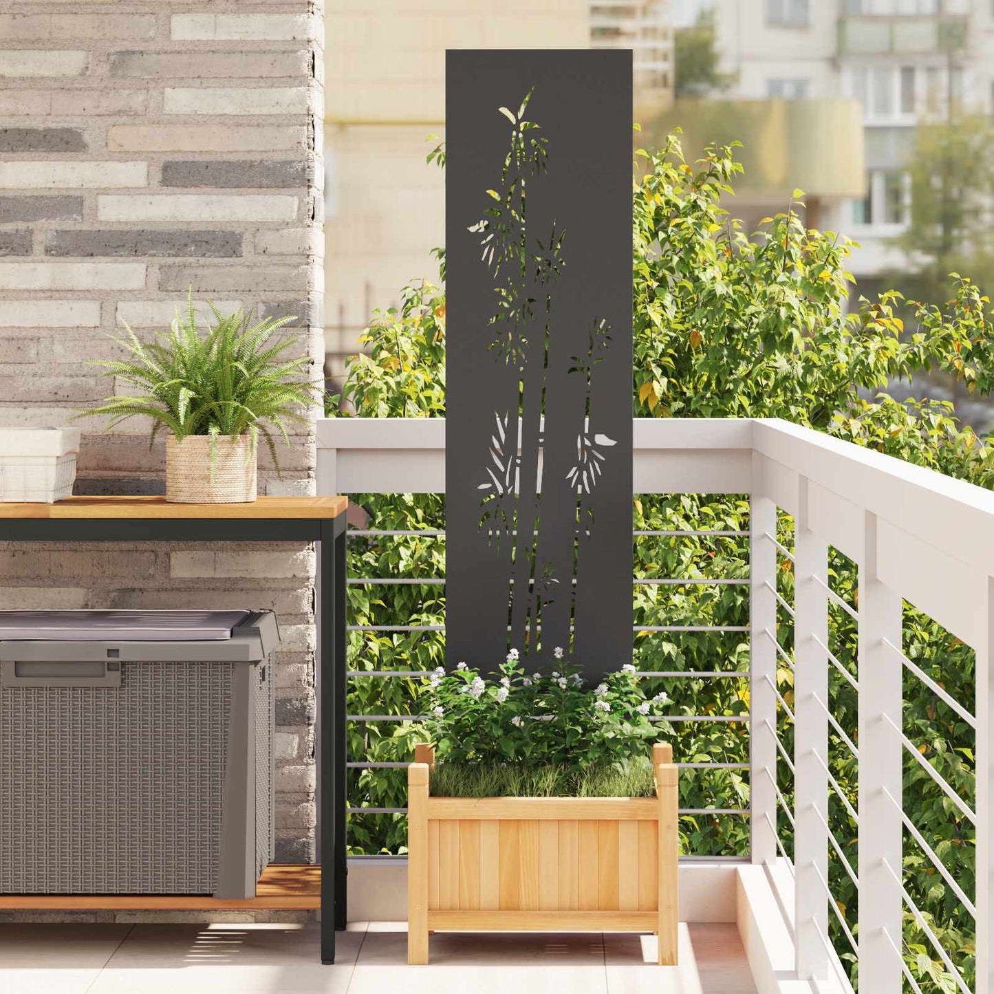 Schermo per privacy in giardino Floreale Nero 32 x 140 cm