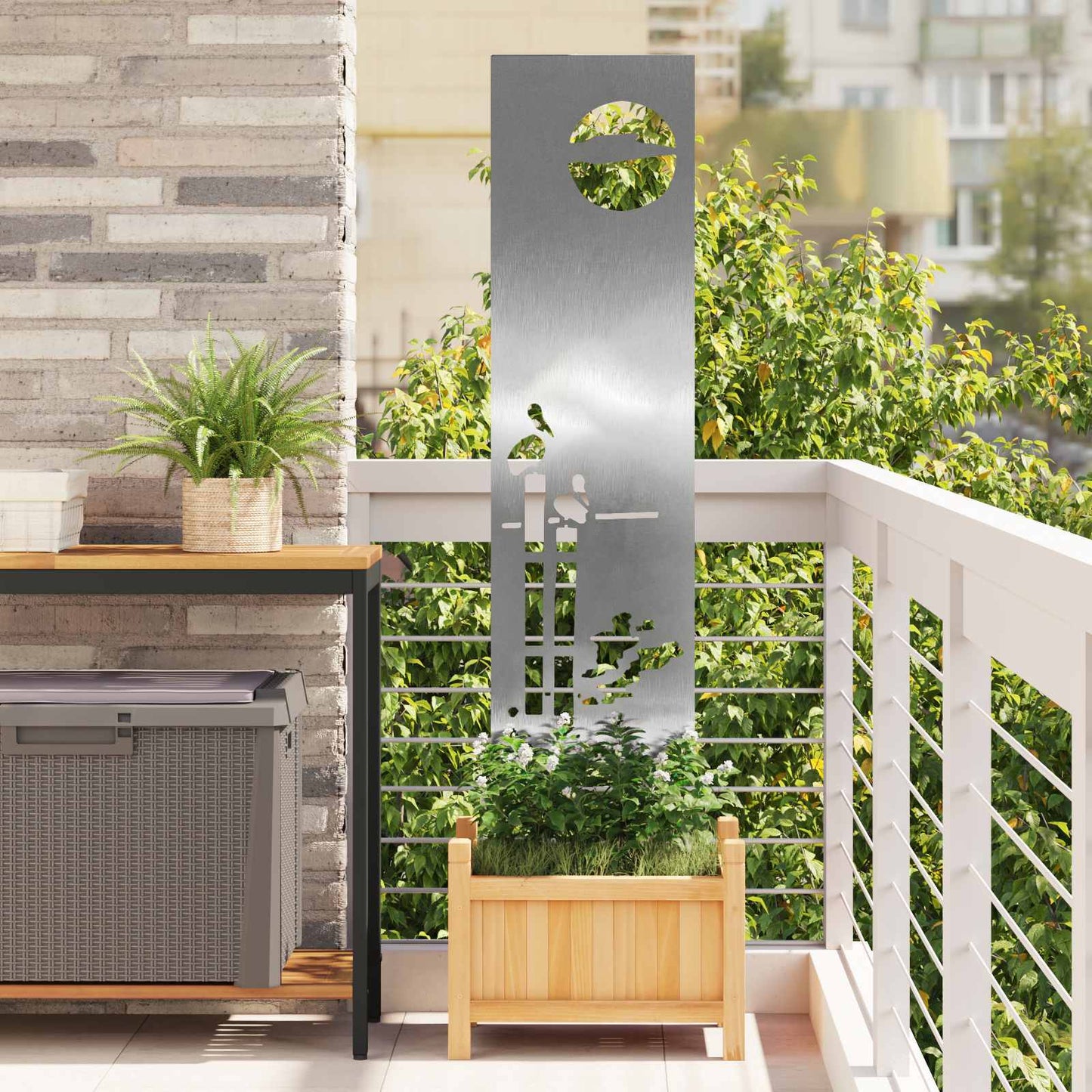 Schermo per privacy in giardino Traforo Argento 32 x 140 cm | homemem39