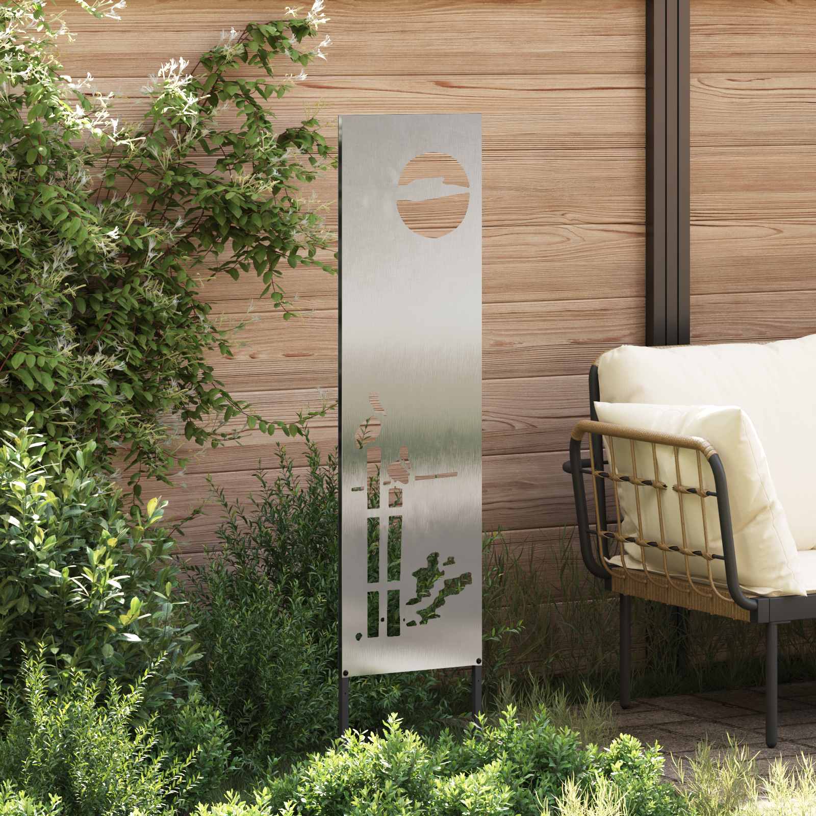Schermo per privacy in giardino Traforo Argento 32 x 140 cm | homemem39