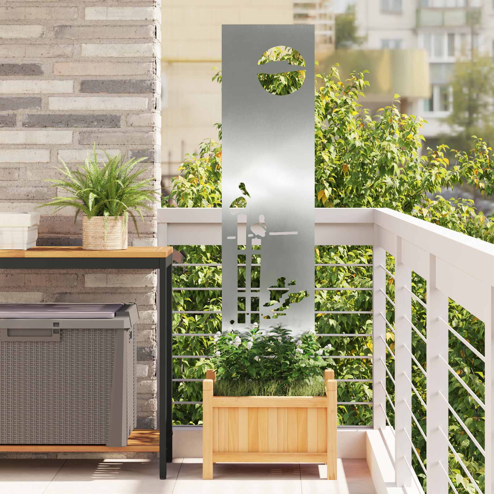 Schermo per privacy in giardino Traforo Argento 32 x 140 cm | homemem39
