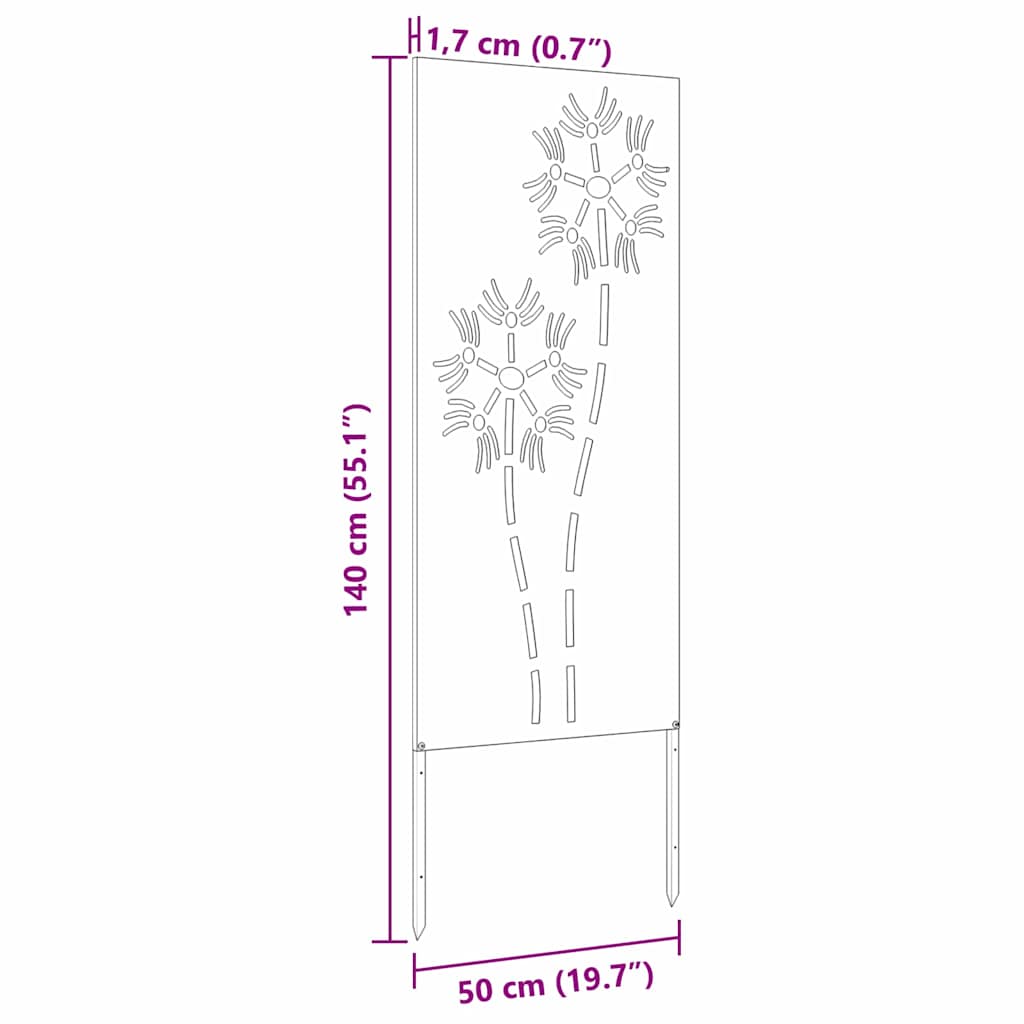 Pannello Decorativo da Giardino Altro Argento 50 x 140 cm