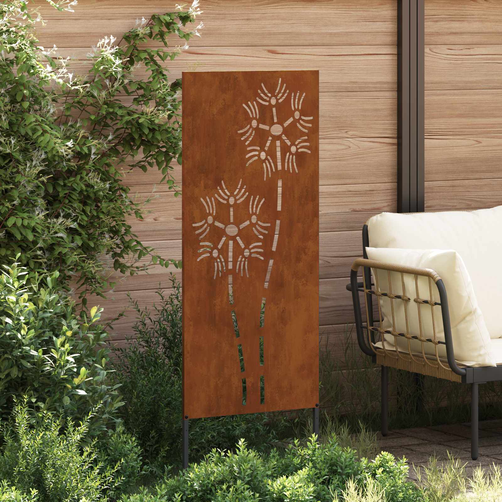 Schermo per privacy in giardino Traforo Ruggine 50 x 140 cm | homemem39