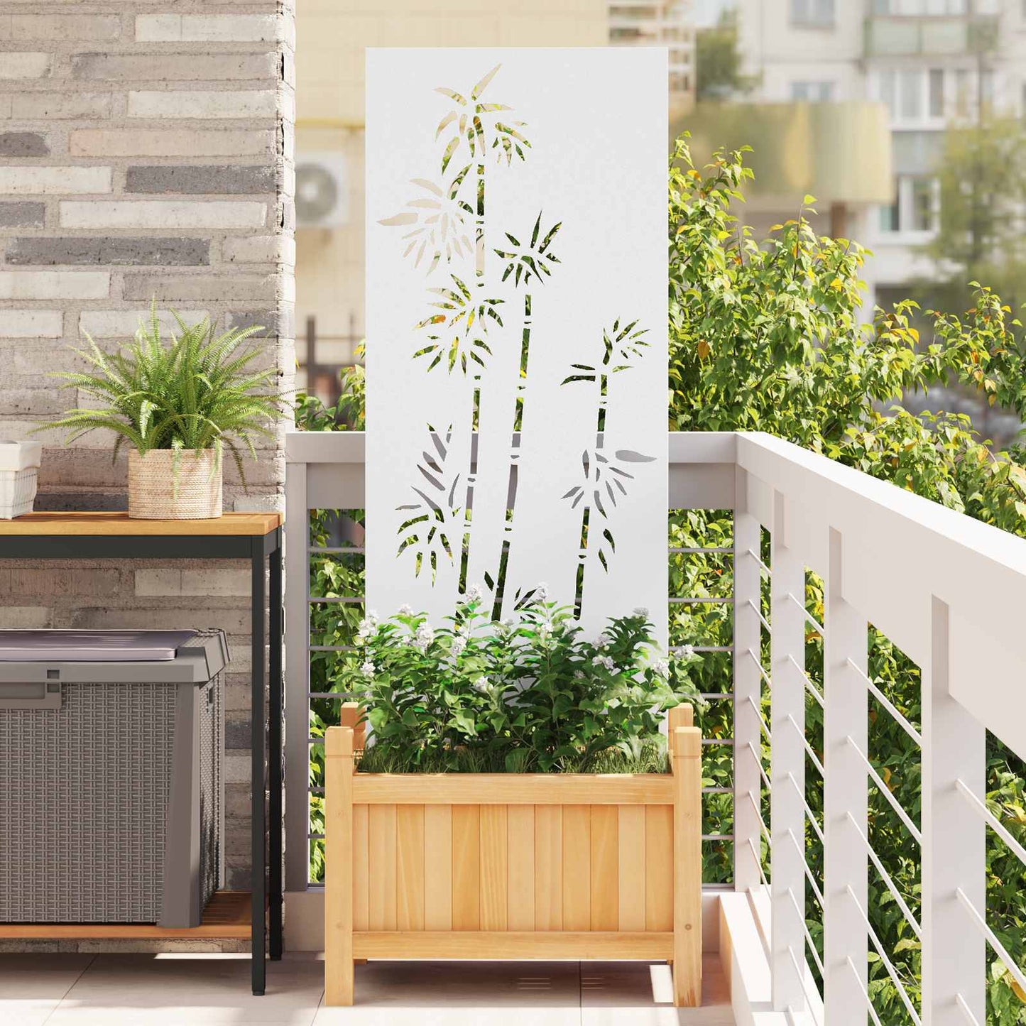 Schermo per privacy in giardino Floreale Bianco 50 x 140 cm
