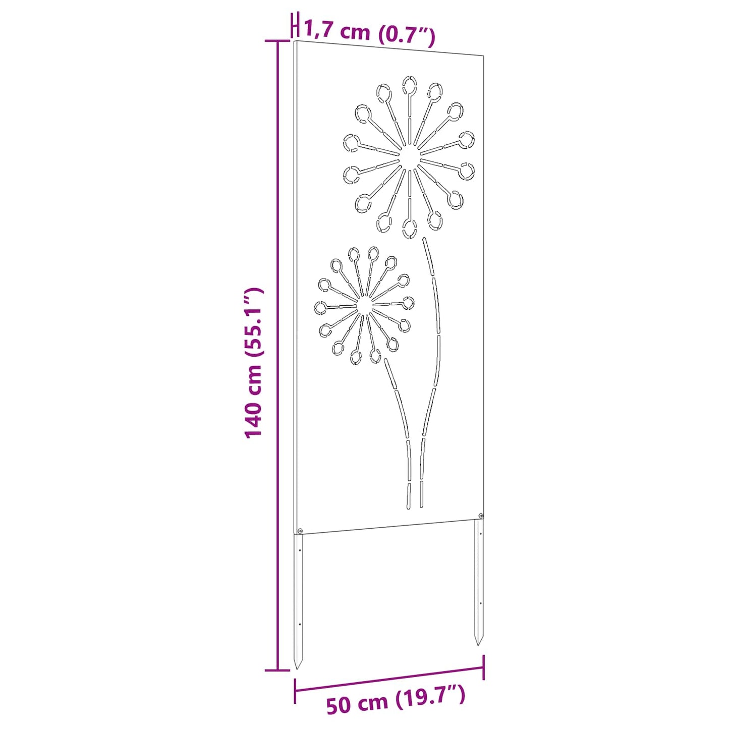 Schermo per privacy in giardino Traforo Bianco 50 x 140 cm | homemem39
