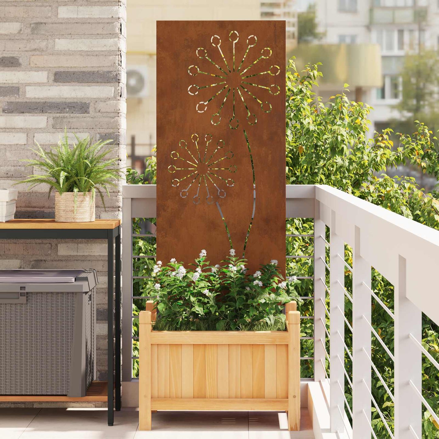 Schermo per privacy in giardino Traforo Ruggine 50 x 140 cm