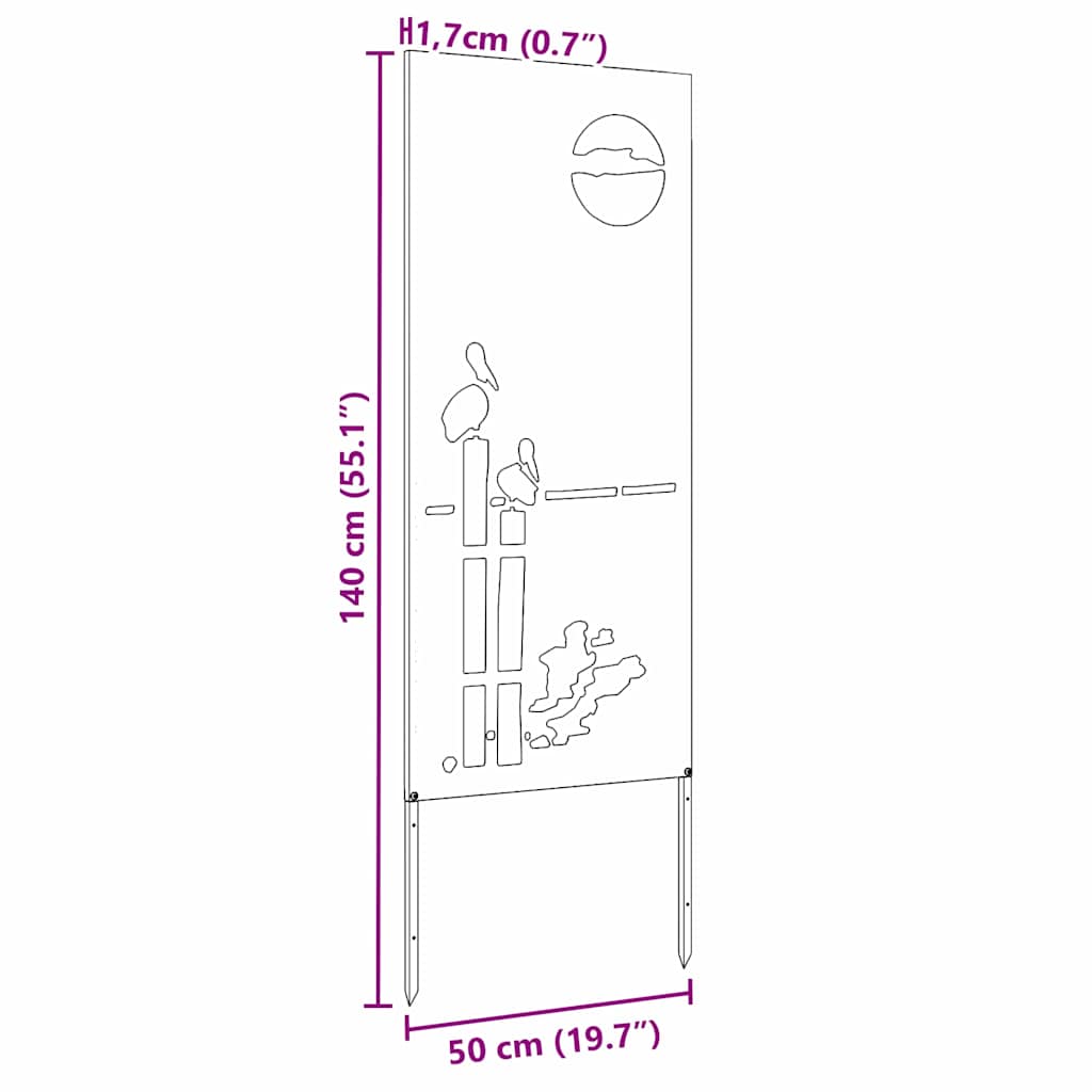 Schermo per privacy in giardino Traforo Ruggine 50 x 140 cm