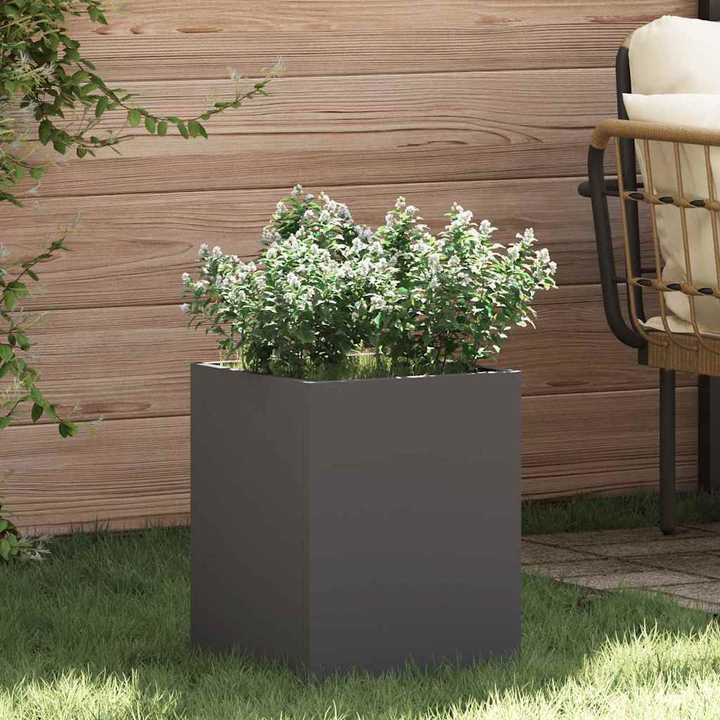 Vaso da giardino Nero 32 x 32 x 40 cm Acciaio laminato a freddo